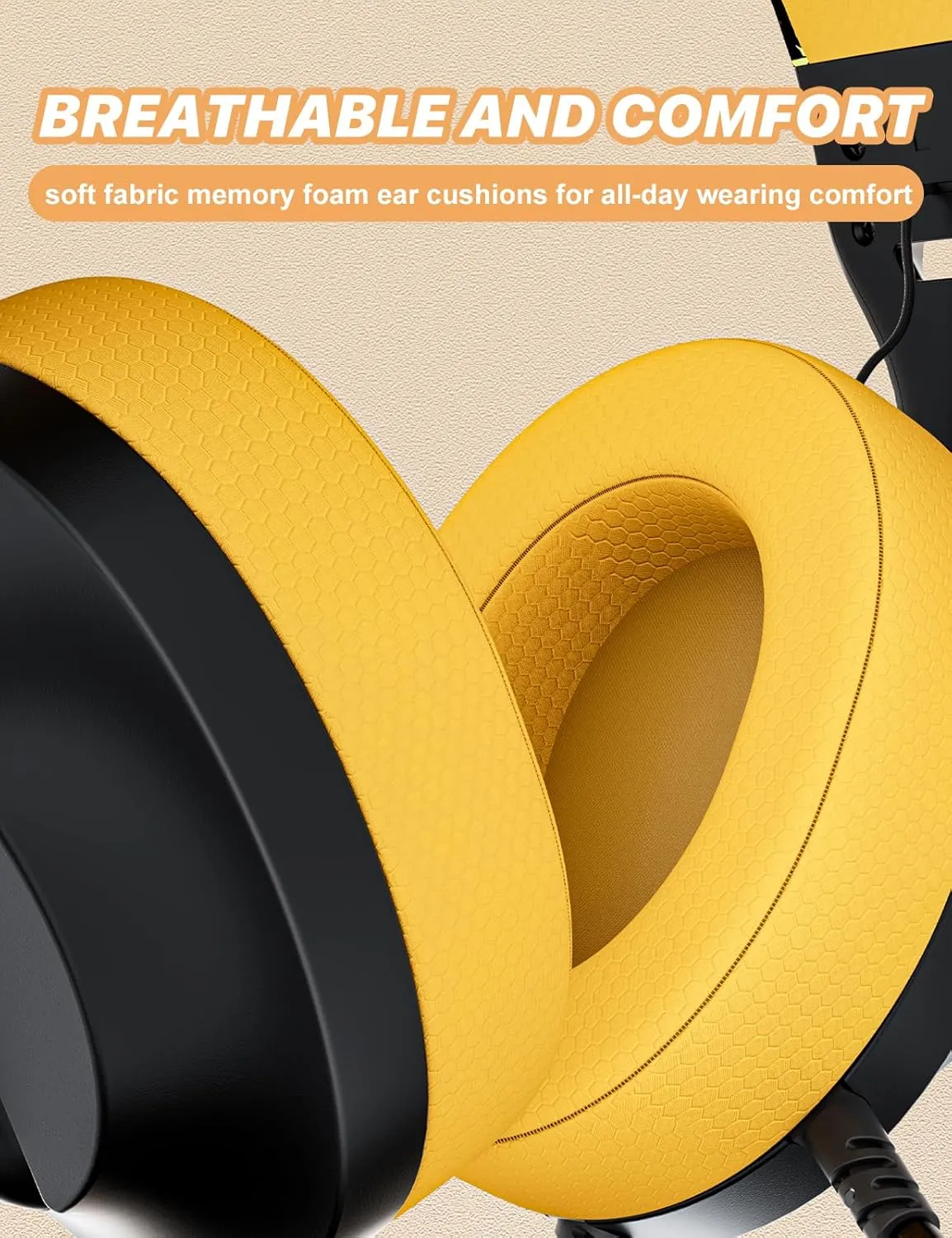 S30 Gaming Headset with Microphone,198g Lightweight Design, Wired Gaming Headphones for Xbox, Xbox Series X|S, PS5, PS4, Switch, PC, Noise Cancelling Mic, Soft Earmuffs (Yellow)