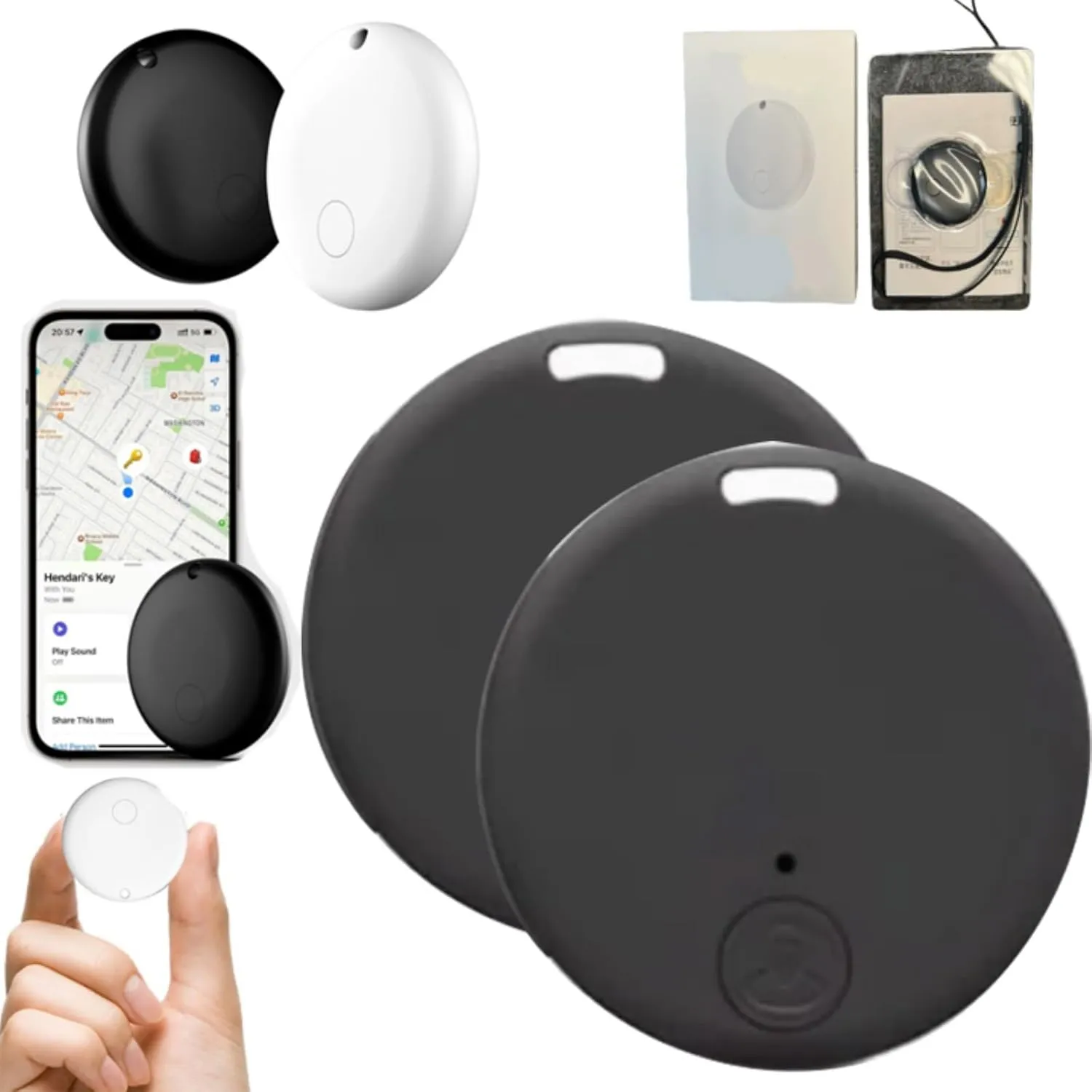 Safesync GPS Tracker, GPS Anti-Lost Tracker, Positioning Bluetooth Anti-Lost Artifact for The Elderly, Anti-Lost Locator, Positioning Anti-Lost Device-2pcs Black
