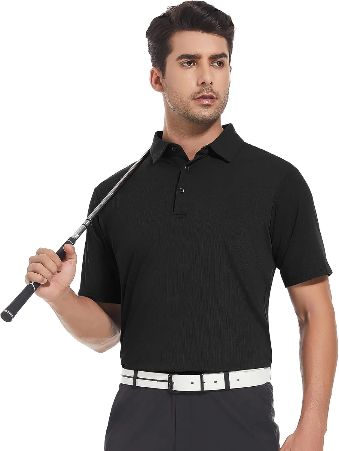 SAMERM Golf Shirts for Men Dry Fit Short Sleeve Moisture Wicking Casual Solid Stylish Mens Polo Shirts