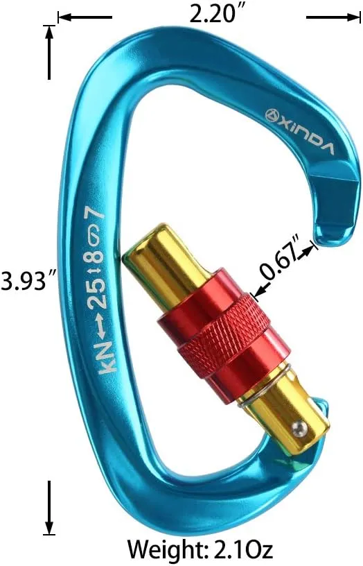 Screwgate Locking Carabiner Clip - Professional Rock Climbing Carabiner Screw Lock,Heavy Duty Carabiners for Climbing,Mountaineer,Hammock,Camping,Outdoor Equipment