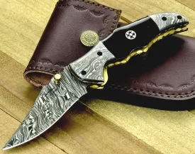 Shokunin USA Spire Damascus Folding Pocket Knife - Handmade