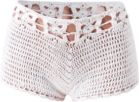 Short Shorts for Women Casual Knitted Crochet Comfort Elastic Waist Solid Color Hollow Out Summer Lounge Shorts Pants
