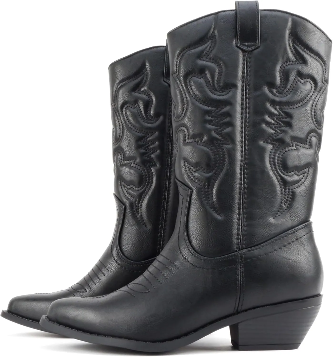 Soda Rodeo ~ Women's Knee High Western Cowboy Boots with Stitched Detailing, Pointed Toe, and Low Block Heel