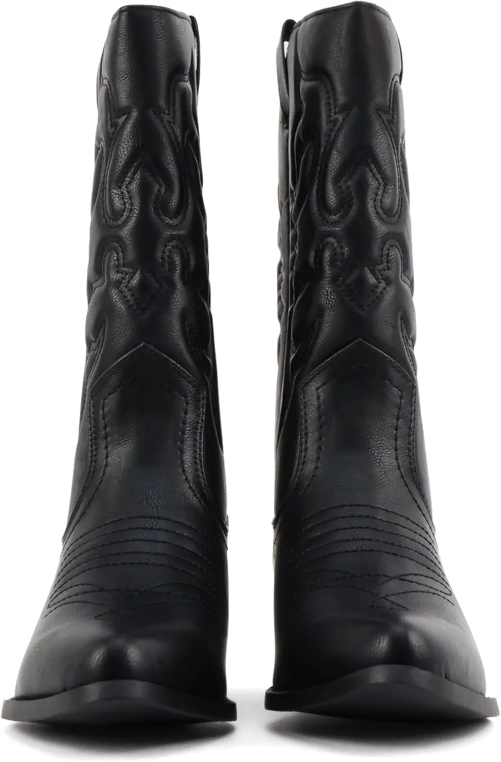 Soda Rodeo ~ Women's Knee High Western Cowboy Boots with Stitched Detailing, Pointed Toe, and Low Block Heel