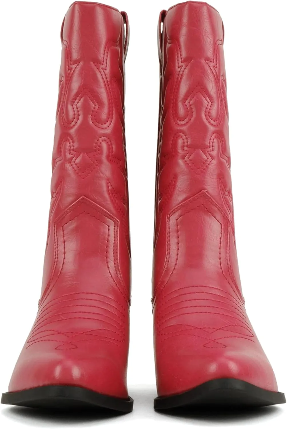 Soda Rodeo ~ Women's Knee High Western Cowboy Boots with Stitched Detailing, Pointed Toe, and Low Block Heel