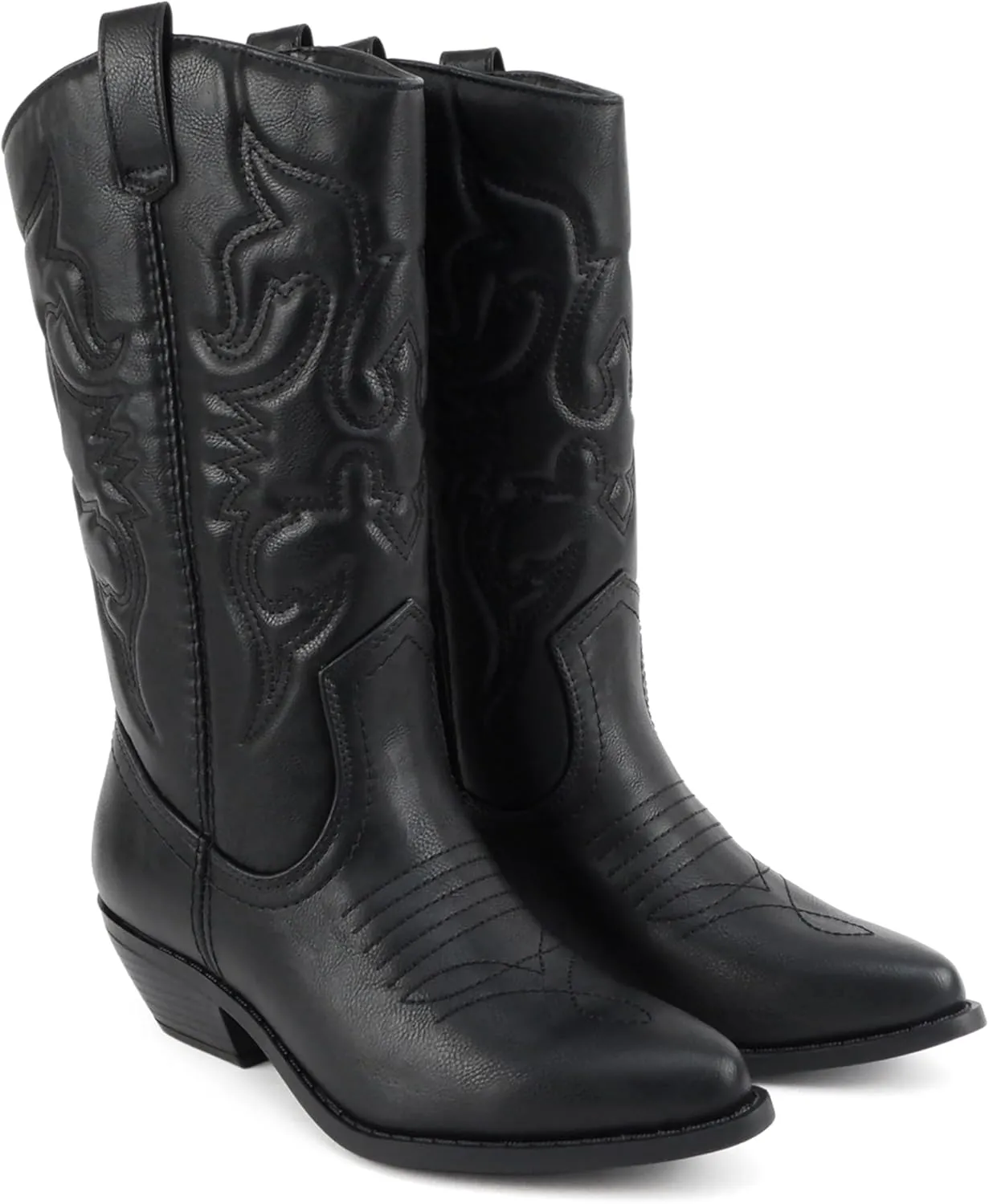 Soda Rodeo ~ Women's Knee High Western Cowboy Boots with Stitched Detailing, Pointed Toe, and Low Block Heel