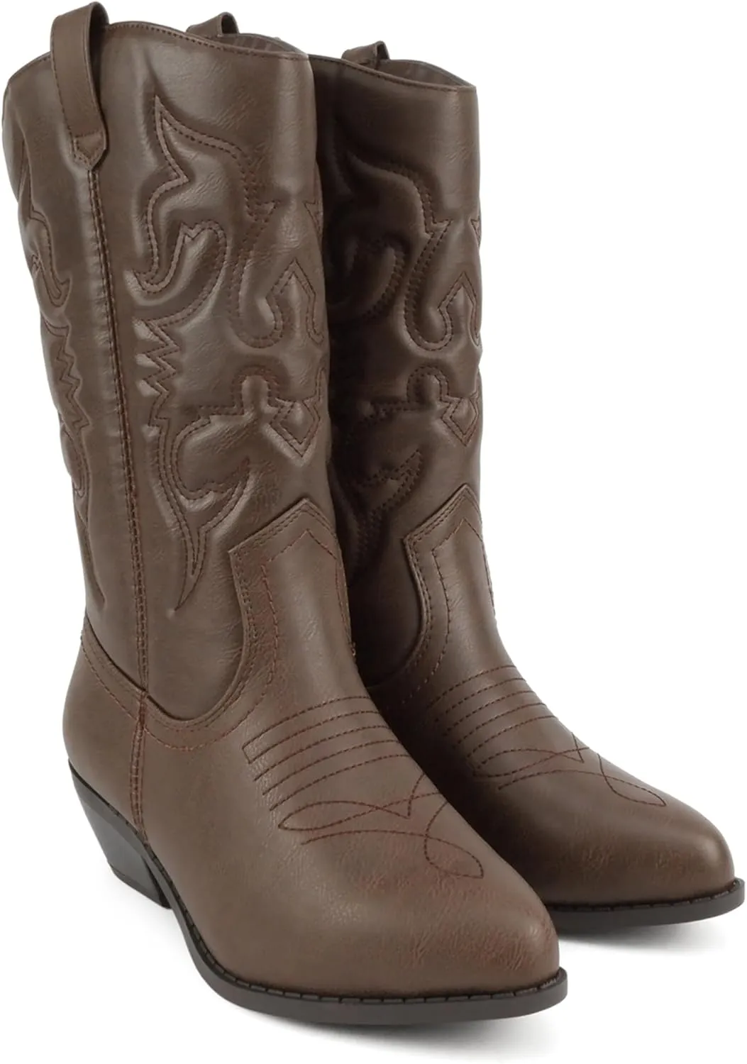 Soda Rodeo ~ Women's Knee High Western Cowboy Boots with Stitched Detailing, Pointed Toe, and Low Block Heel