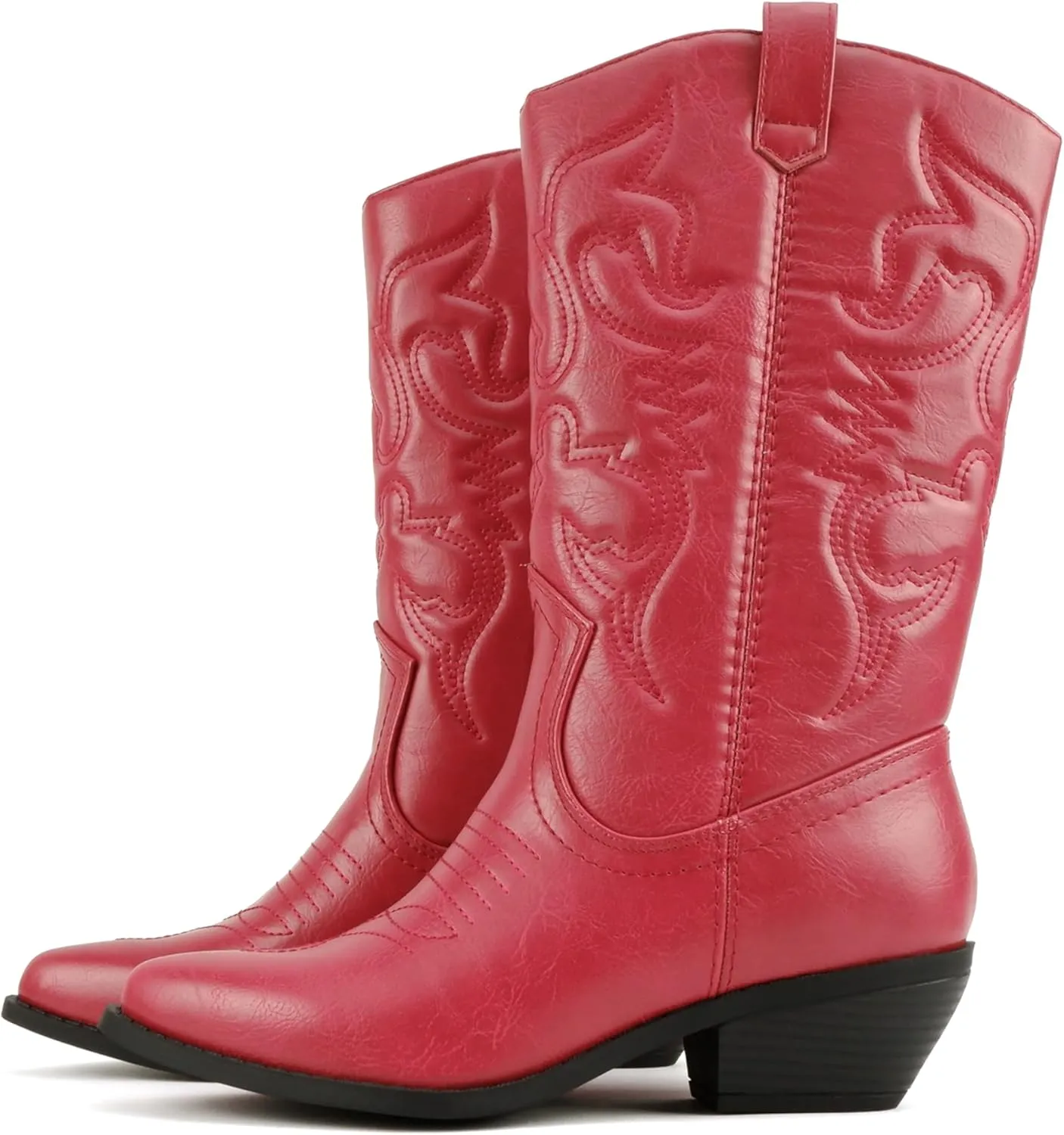 Soda Rodeo ~ Women's Knee High Western Cowboy Boots with Stitched Detailing, Pointed Toe, and Low Block Heel