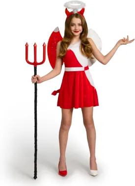 Spooktacular Creations Devil Costume for Kids, Child Angel and Devil Dress with Wings Headband for Halloween Role Play Party