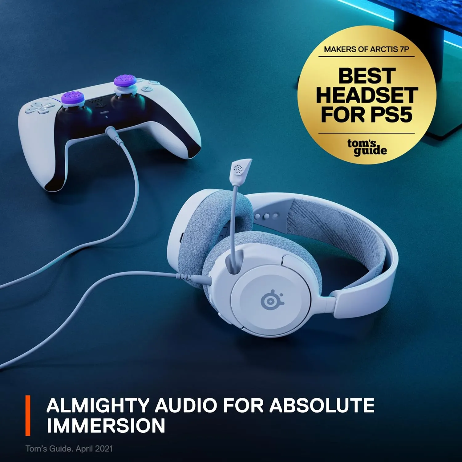 SteelSeries Arctis Nova 1P Multi-System Gaming Headset  Hi-Fi Drivers  360 Spatial Audio  Comfort Design  Durable  Lightweight  Noise-Cancelling Mic  PS5/PS4, PC, Xbox, Switch - White