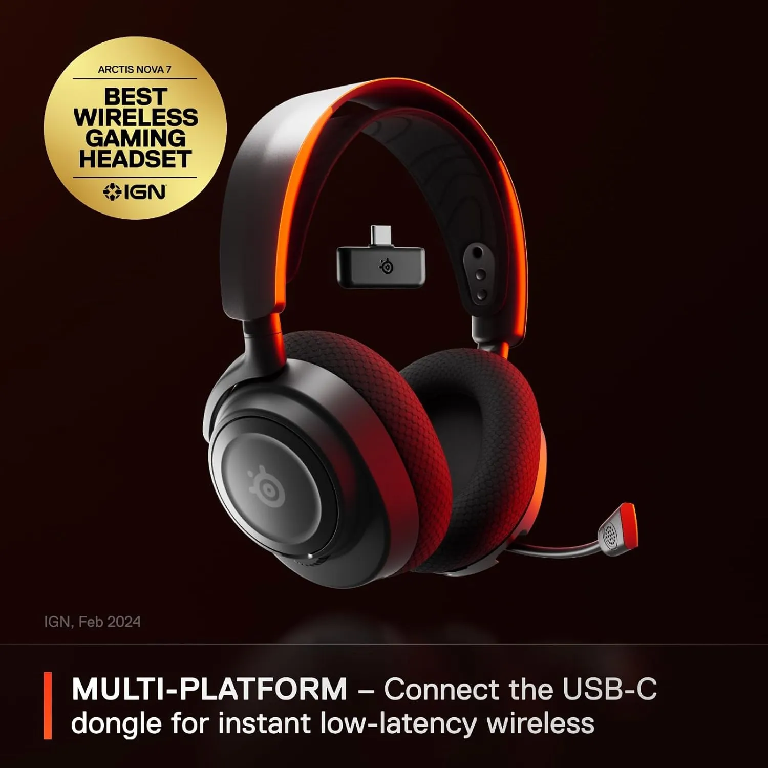SteelSeries Arctis Nova 7 Wireless Multi-Platform Gaming Headset  Neodymium Magnetic Drivers  2.4GHz   Mixable Bluetooth  38Hr USB-C Battery  ClearCast Gen2 AI Mic  PC, PS5, Switch, VR, Mobile