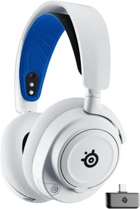 SteelSeries Arctis Nova 7P Wireless Multi-Platform Gaming Headset  Neodymium Magnetic Drivers  2.4GHz   Bluetooth  38Hr USB-C Battery  Gen2 AI Mic  PlayStation, PC, Switch, VR, Mobile - White