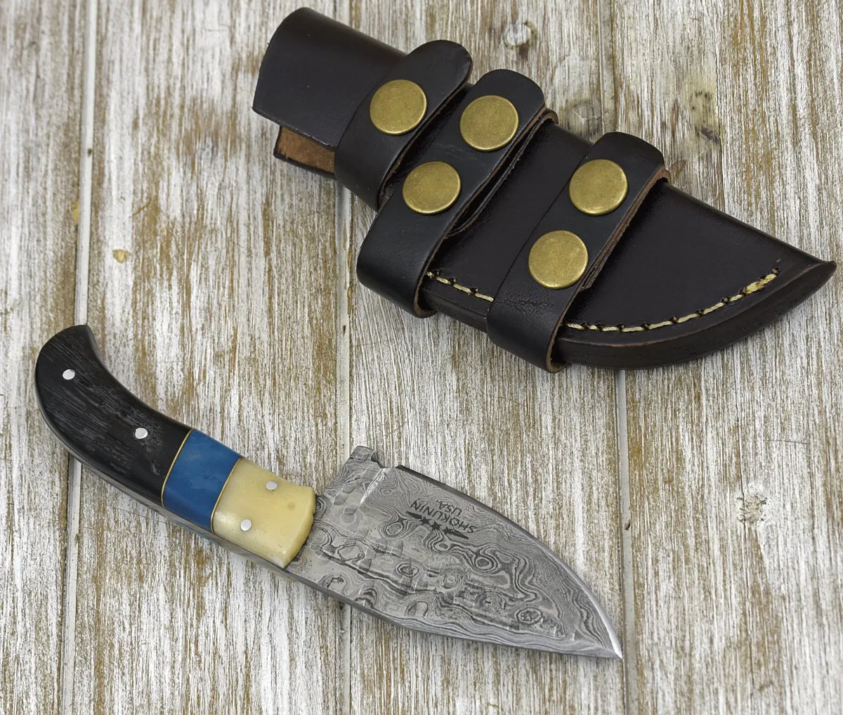 Stormfury Skinning Knife with Ram Horn & Bone Handle