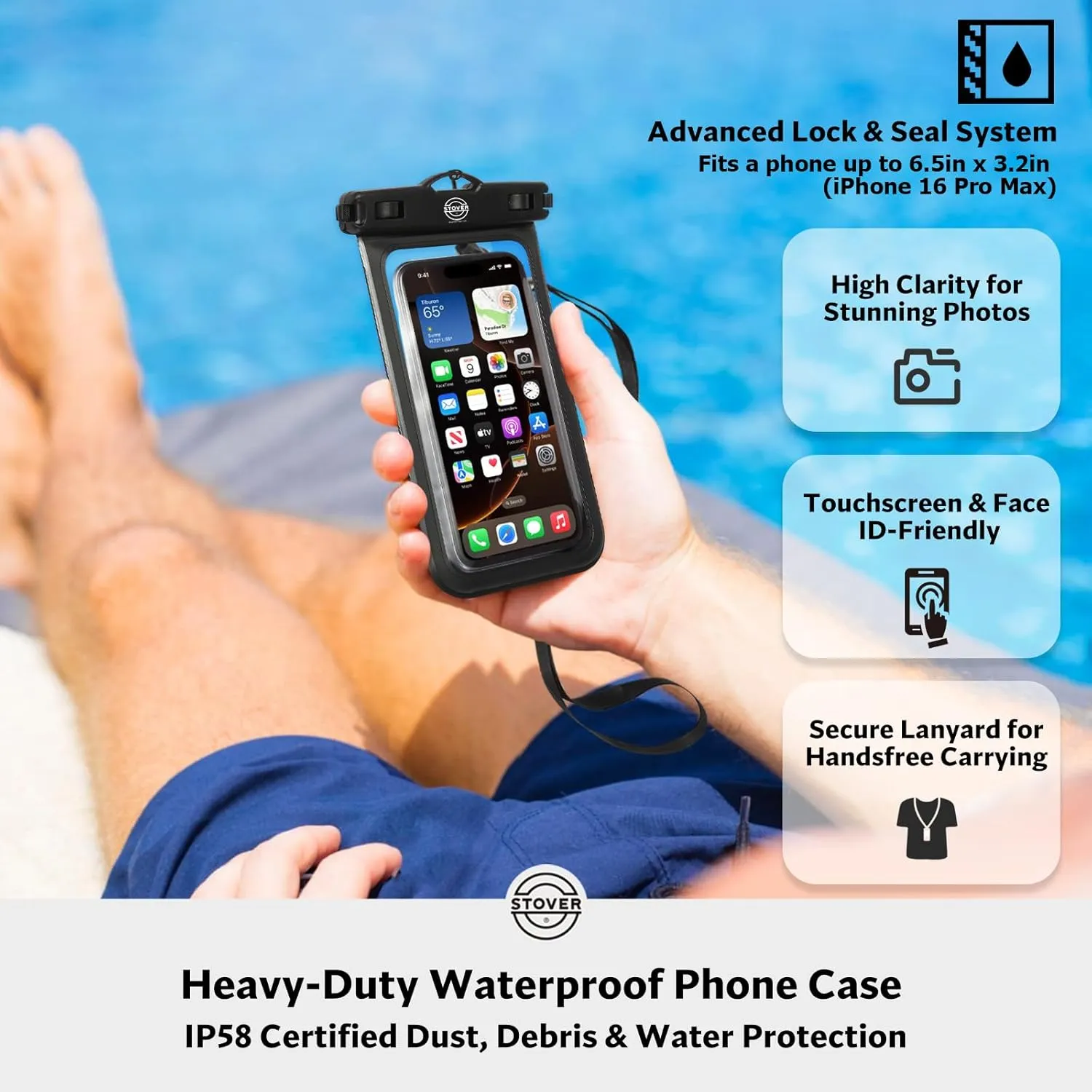 STOVER 5/10/25/30/40/55L Waterproof Dry Backpack & Phone Case- Large Floating Dry Bag for Kayaking, Travel, Hiking, Fishing, Camping, Motorcycles & Beach, Heavy-Duty Roll Top Men/Women (Orange)
