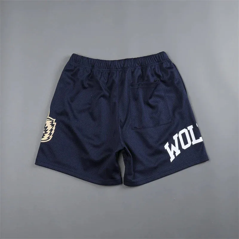Summer New Wolves mesh Shorts Quick Drying Breathable graphic  Running Training Shorts