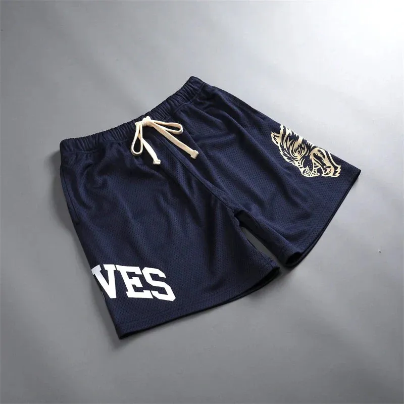 Summer New Wolves mesh Shorts Quick Drying Breathable graphic  Running Training Shorts