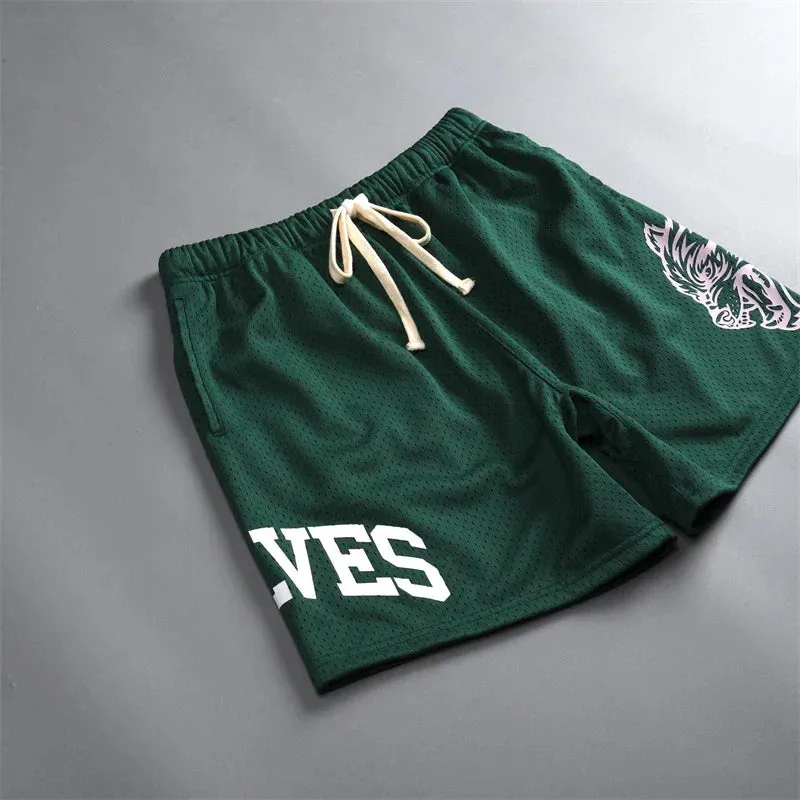 Summer New Wolves mesh Shorts Quick Drying Breathable graphic  Running Training Shorts
