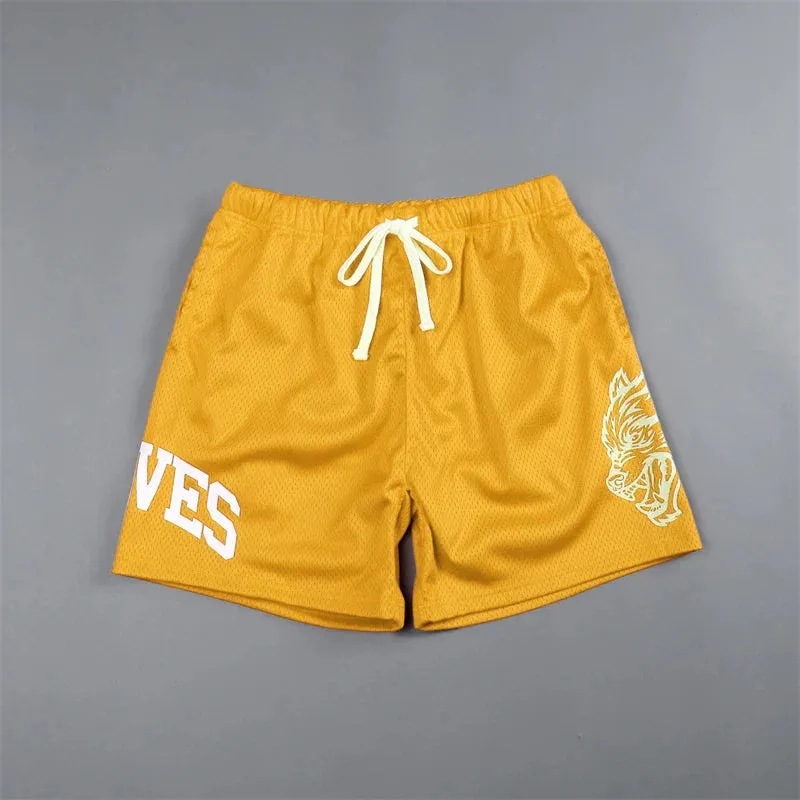 Summer New Wolves mesh Shorts Quick Drying Breathable graphic  Running Training Shorts