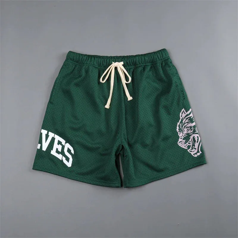 Summer New Wolves mesh Shorts Quick Drying Breathable graphic  Running Training Shorts