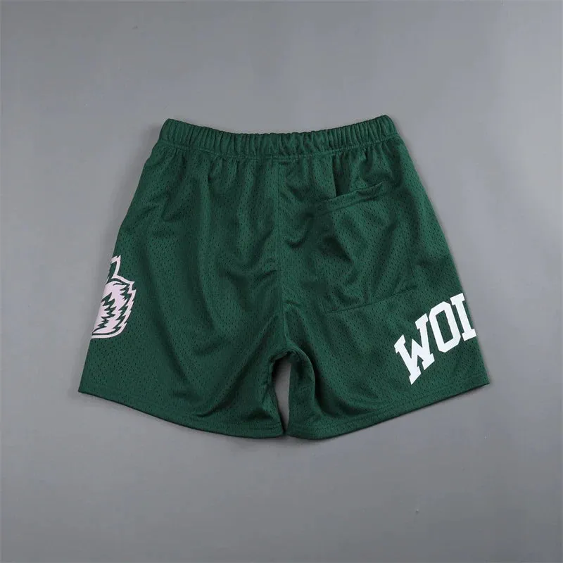 Summer New Wolves mesh Shorts Quick Drying Breathable graphic  Running Training Shorts