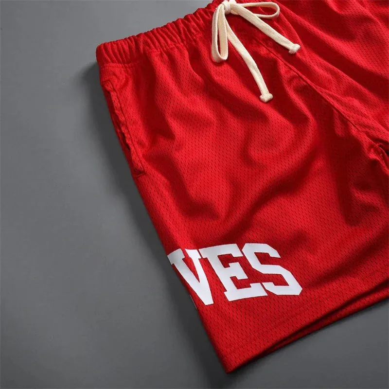 Summer New Wolves mesh Shorts Quick Drying Breathable graphic  Running Training Shorts