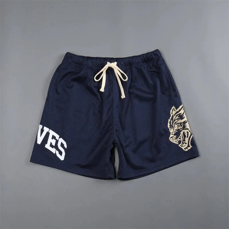 Summer New Wolves mesh Shorts Quick Drying Breathable graphic  Running Training Shorts