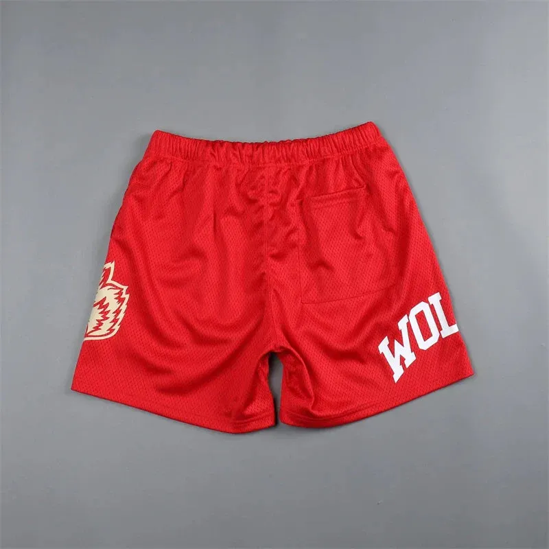 Summer New Wolves mesh Shorts Quick Drying Breathable graphic  Running Training Shorts