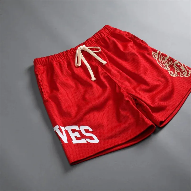 Summer New Wolves mesh Shorts Quick Drying Breathable graphic  Running Training Shorts