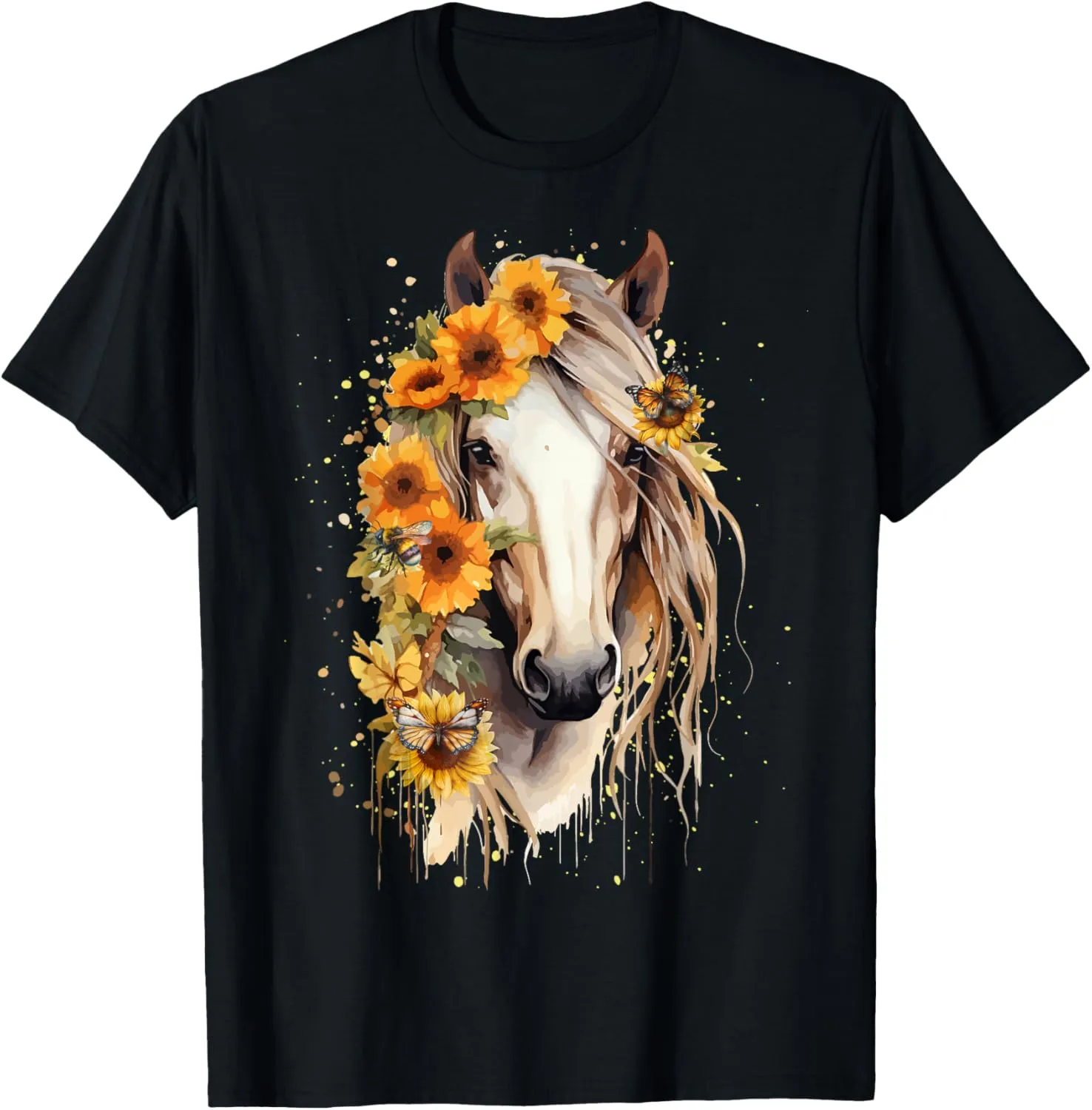 Sunflower Horse Portrait CowGirl Equestrian Horseback Riding T-Shirt