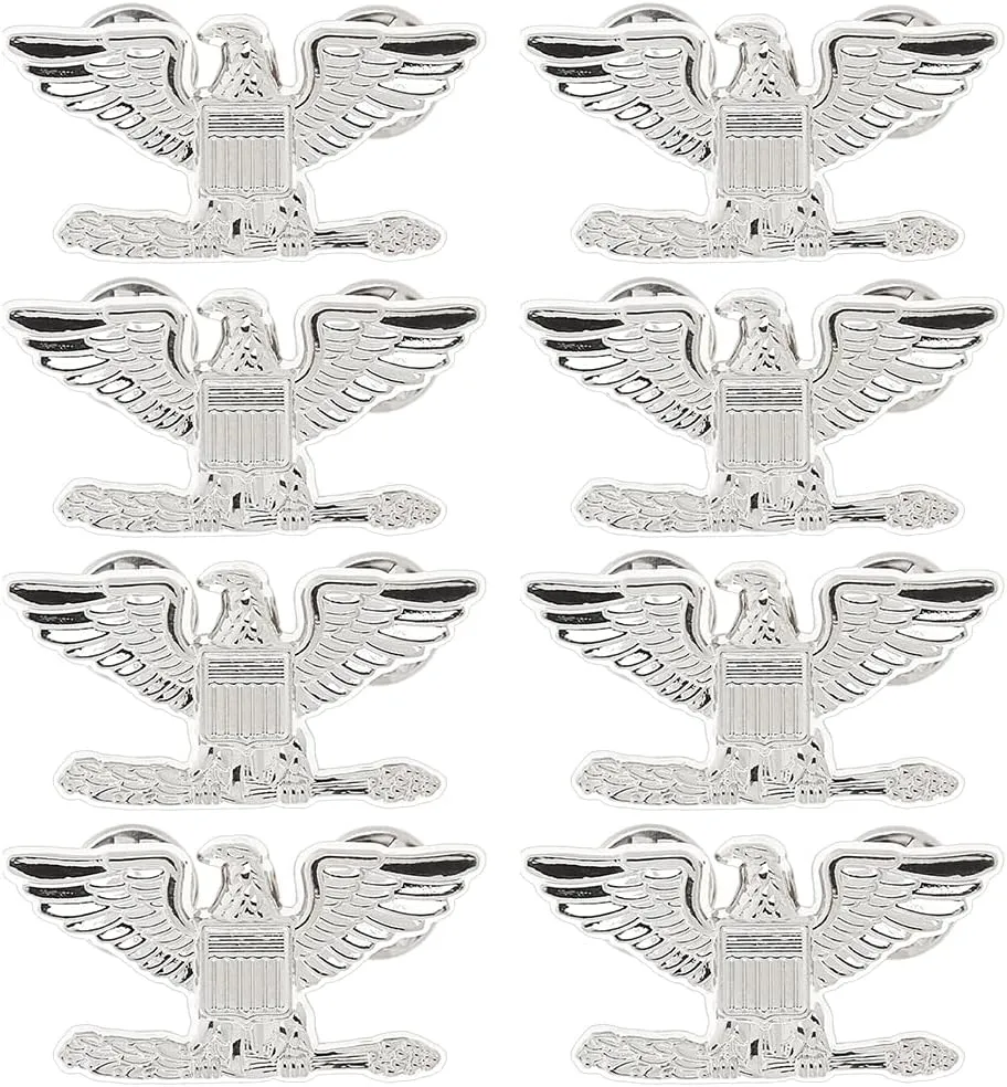 SUPERFINDINGS 8Pcs Wings Pin Platinum Wing Pilot Badge Pilot Costume Lapel Pin Eagle Zinc Alloy Brooches Air Force Wing Pin Aviator Wings Pin for Hat Shirt Uniform Pilot Costume, 21.5x41mm