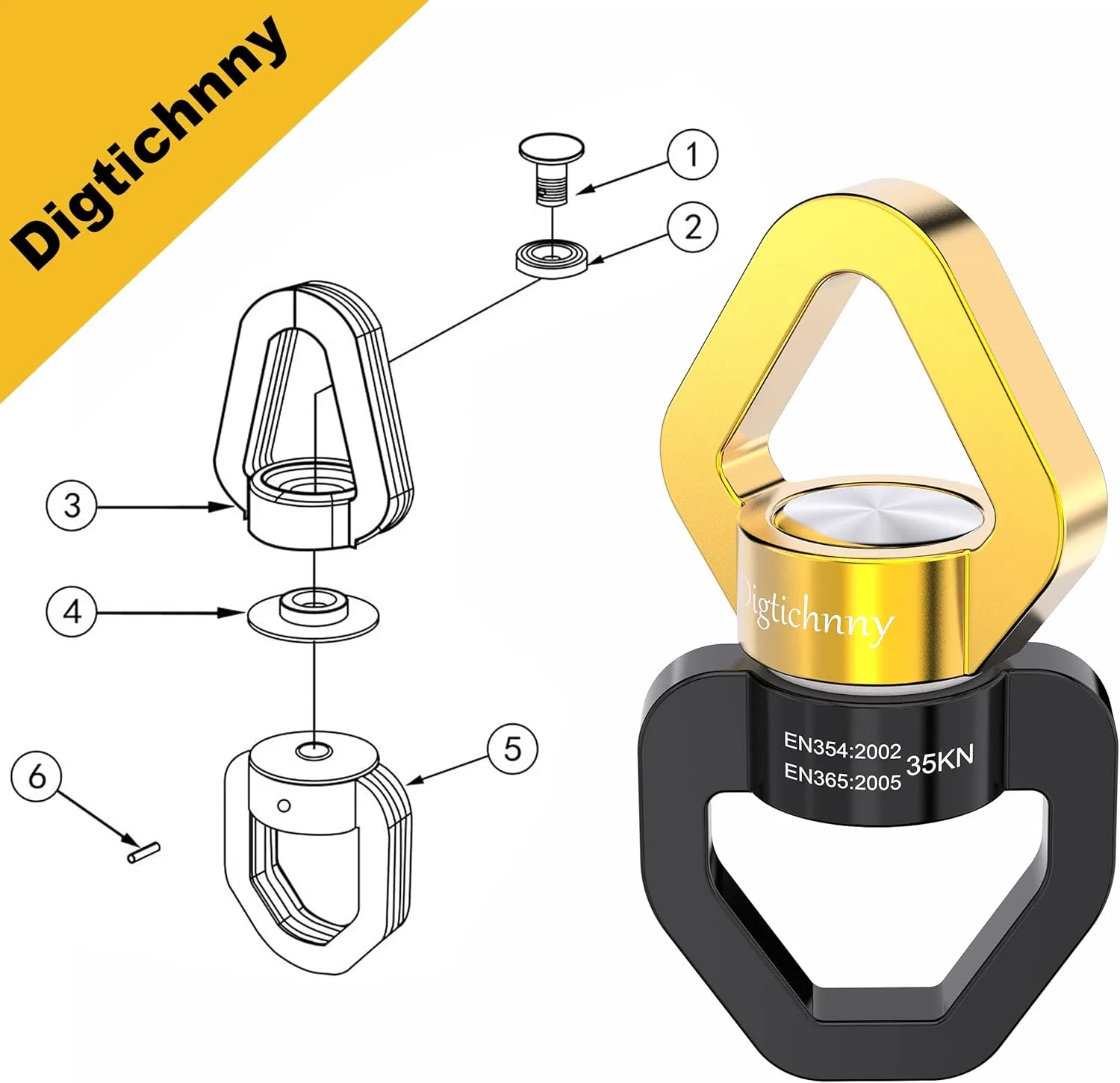 Swing Swivel Heavy Duty, Spinning Swing,Tree Swing Spinner with 35KN Capacity for Aerial Swivel,Rock Climing Swivel, Children's Swing,2 Pack