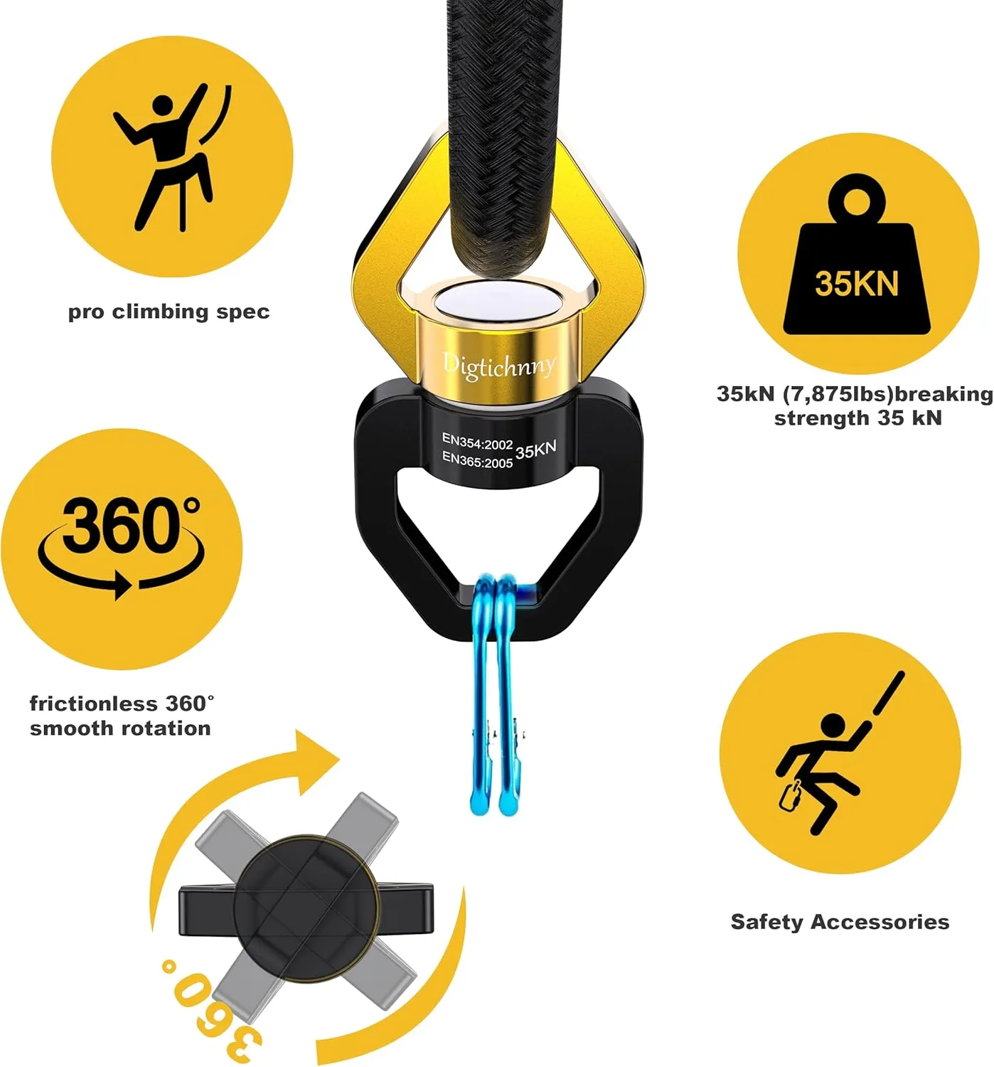 Swing Swivel Heavy Duty, Spinning Swing,Tree Swing Spinner with 35KN Capacity for Aerial Swivel,Rock Climing Swivel, Children's Swing,2 Pack