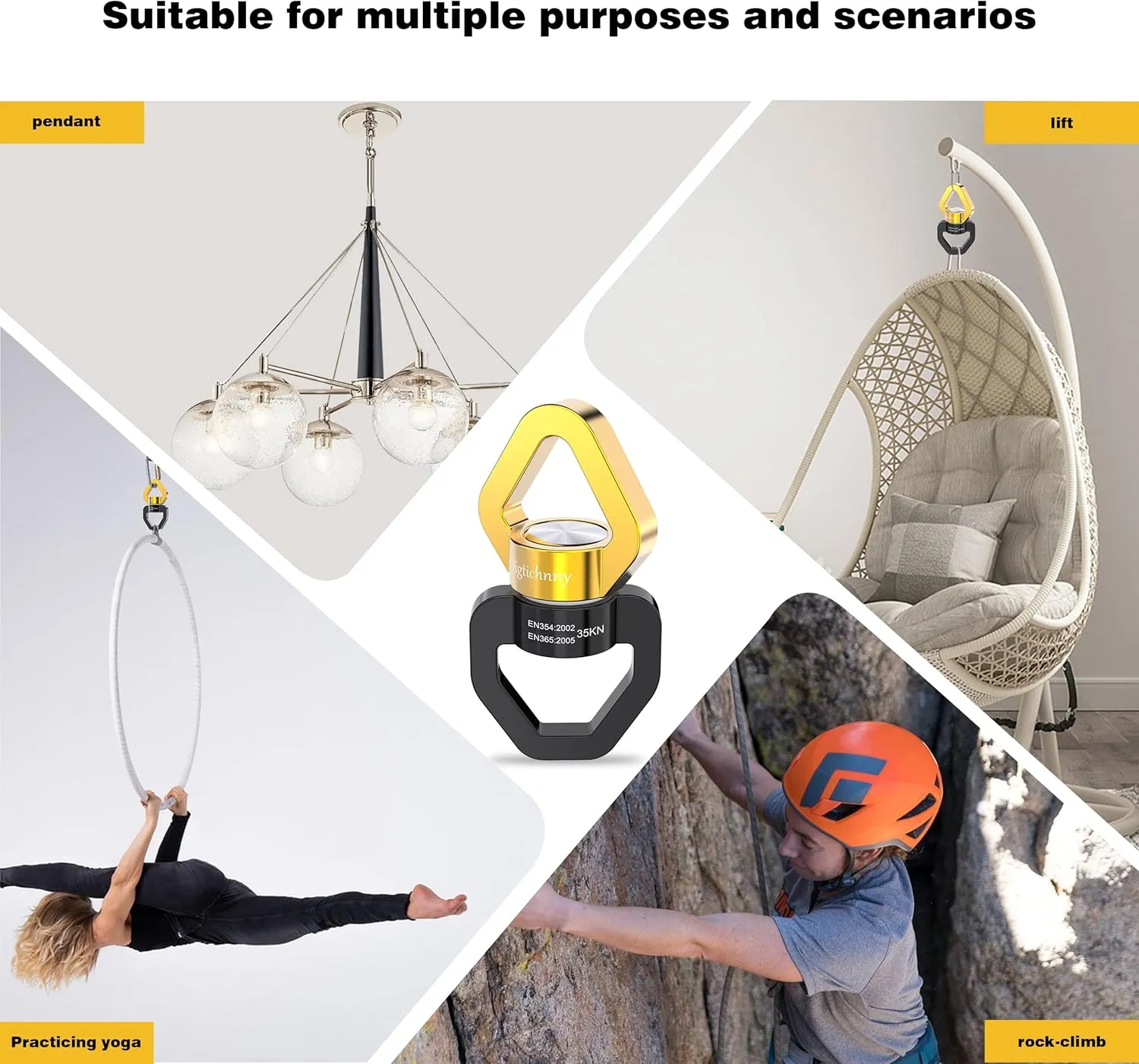 Swing Swivel Heavy Duty, Spinning Swing,Tree Swing Spinner with 35KN Capacity for Aerial Swivel,Rock Climing Swivel, Children's Swing,2 Pack