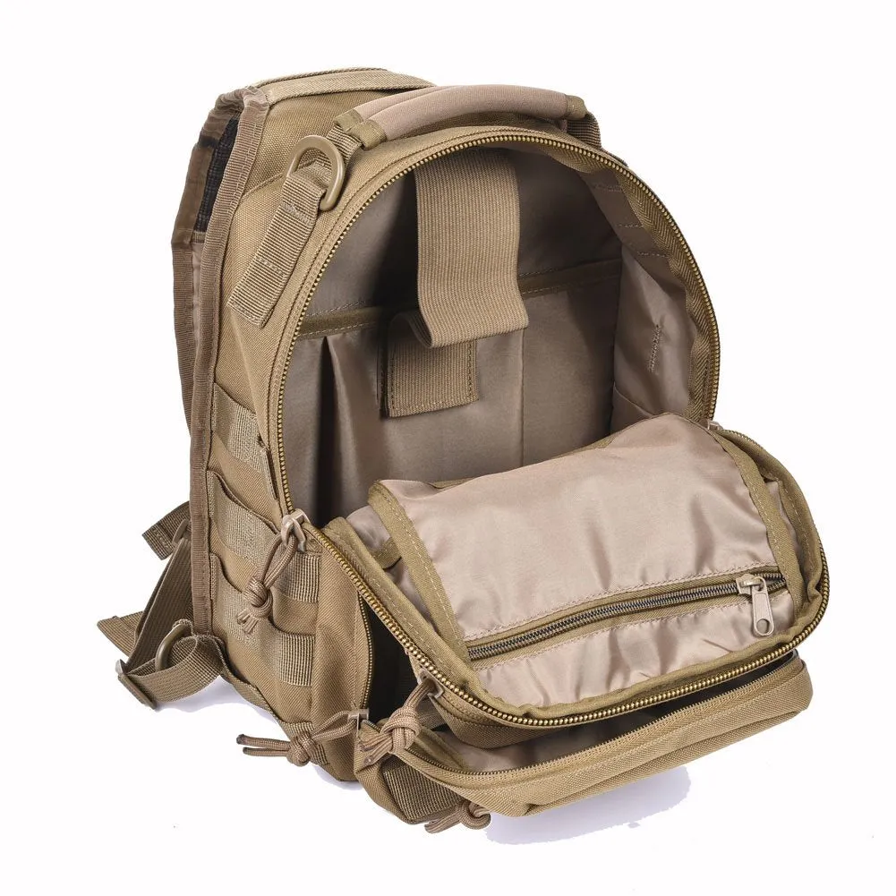 Tactical Sling Bag Military Single Shoulder Backpack Pack Range Bags Tan
