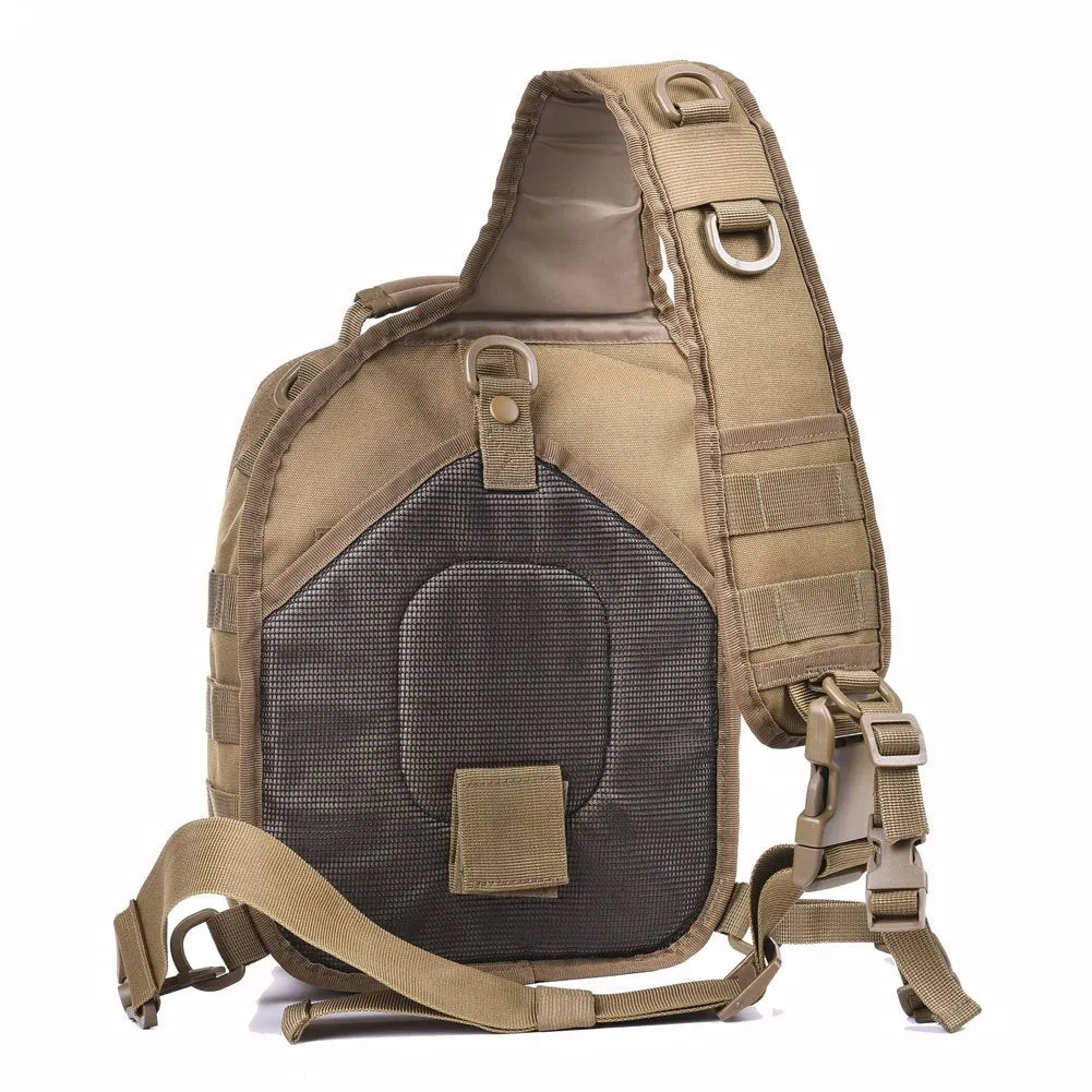Tactical Sling Bag Military Single Shoulder Backpack Pack Range Bags Tan