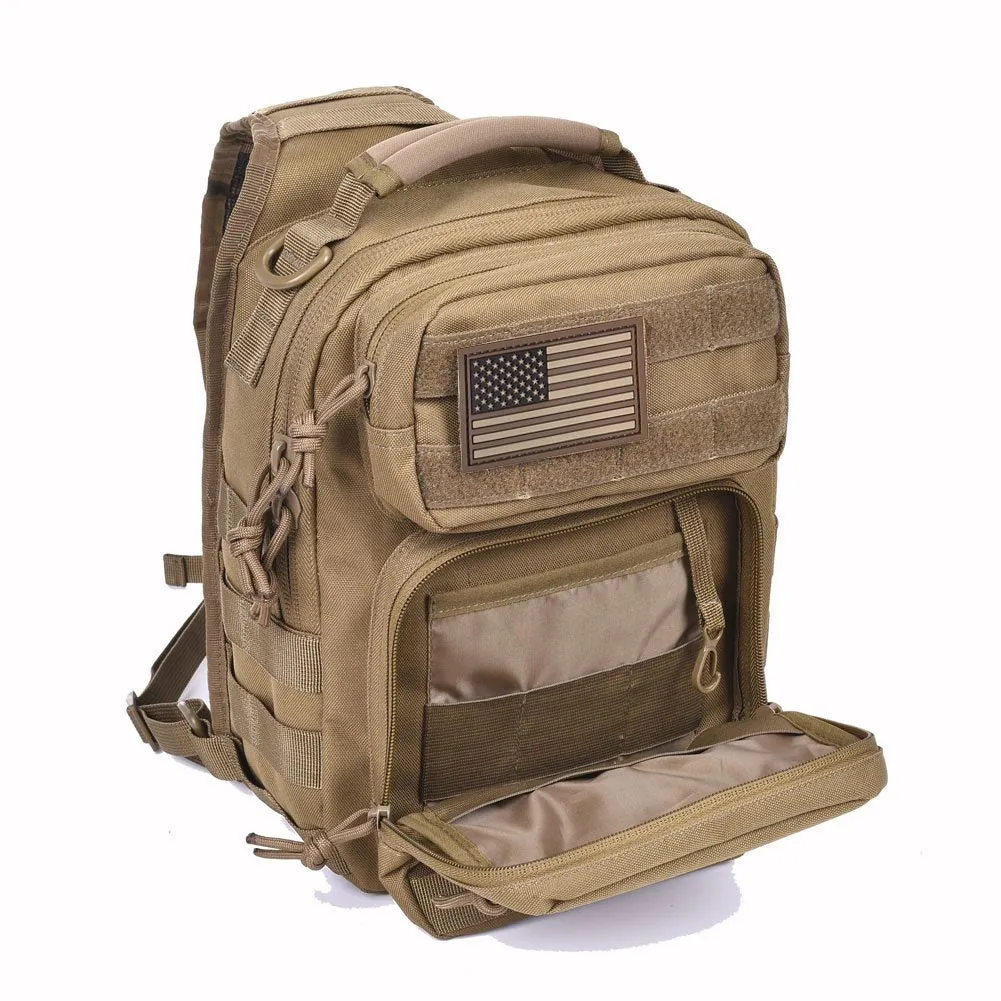 Tactical Sling Bag Military Single Shoulder Backpack Pack Range Bags Tan