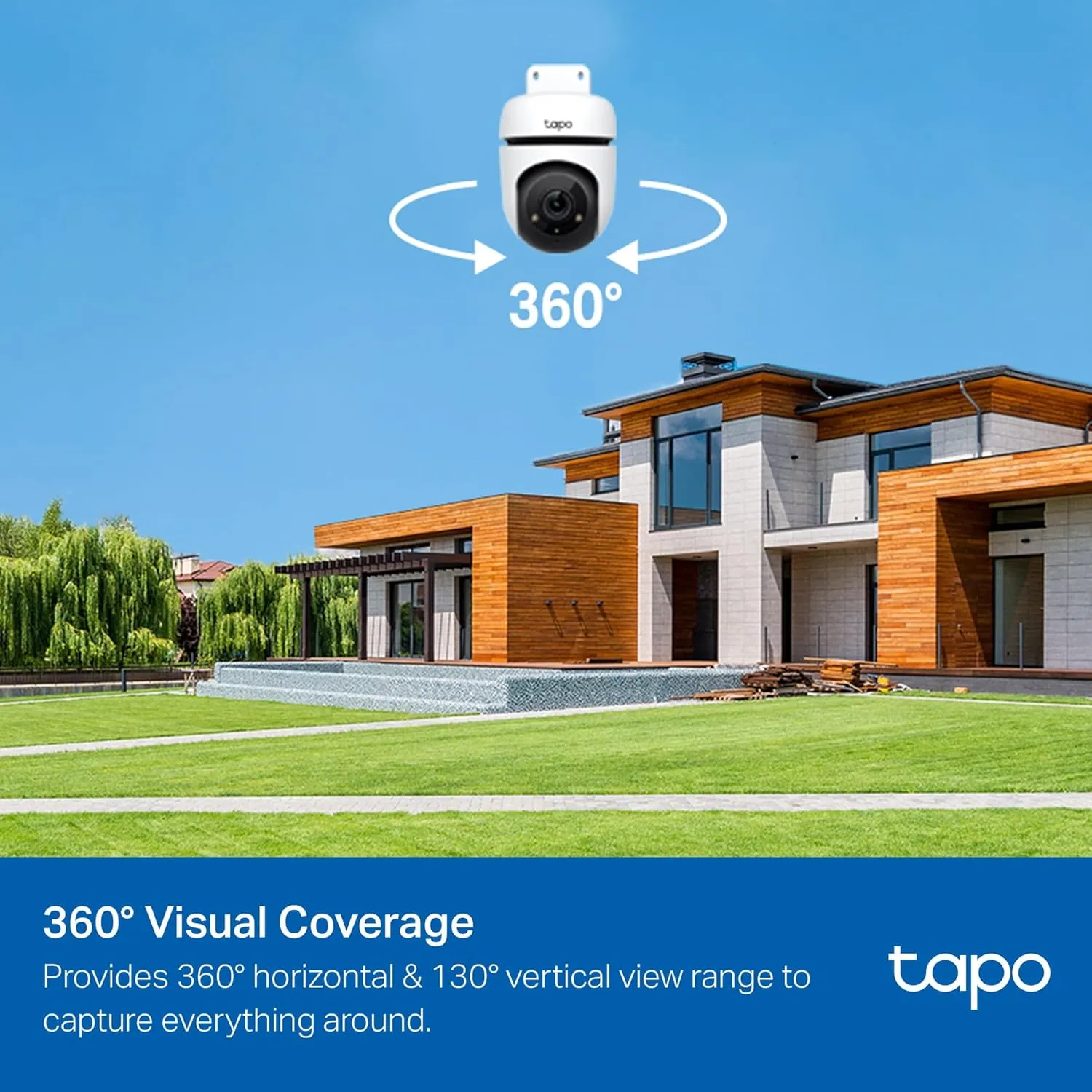 Tapo 1080P Outdoor Wired Pan/Tilt Security Wi-Fi Camera, 360 View, Motion Tracking, Works with Alexa & Google Home, Night Vision, Free AI Detection, Cloud & SD Card Storage(up to 512GB), Tapo C500