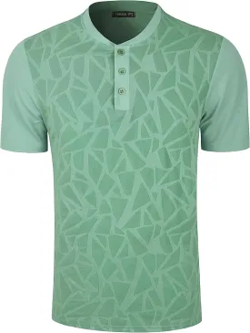 TAPULCO Collarless Golf Shirts for Men Quick Dry Color Block Breathable Soft Athletic Casual Daily T-Shirts