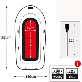 TEmkin Inflatable Kayak, Kayak, Inflatable Boat with Oars for 3 People, Adult Inflatable Raft, Inflatable Raft for Fishing