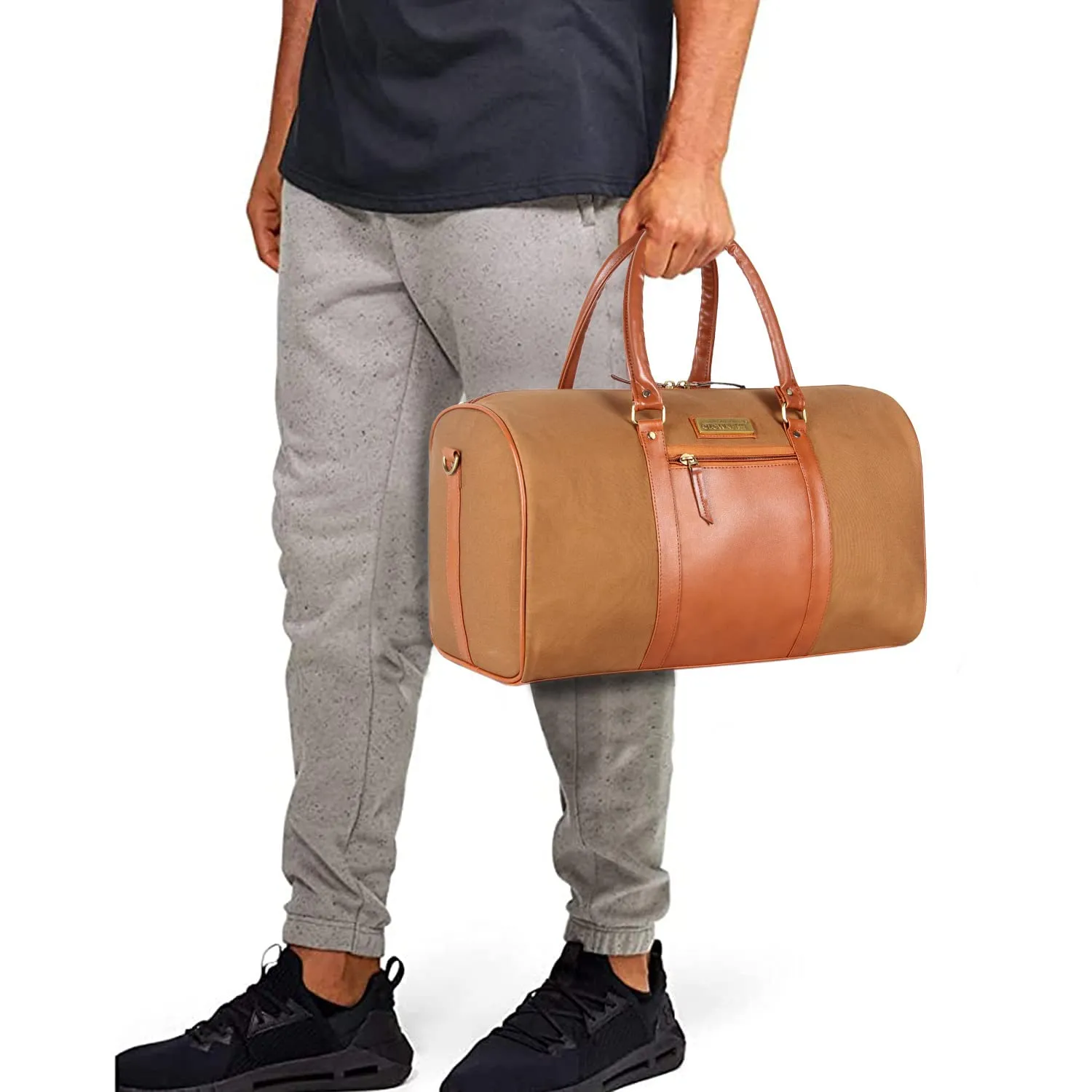 The Clownfish Concordia Travel Duffle Bag - Spacious, Stylish | Adjustable Shoulder Strap | 24L | Khaki