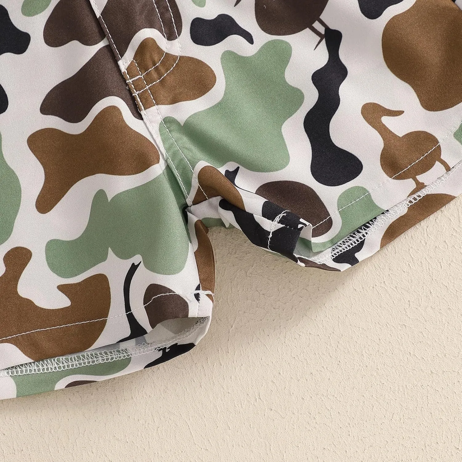 Toddler Baby Boy Hunting Outfit Duck Camo Button Down Short Sleeve Shirt Top and Shorts Set 2Pcs Summer Outfits