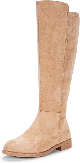 Vepose Women's 9662 Knee High Boots, Casual Tall Riding Boots Low Flat Heel, Wide Calf and Inner Zipper.
