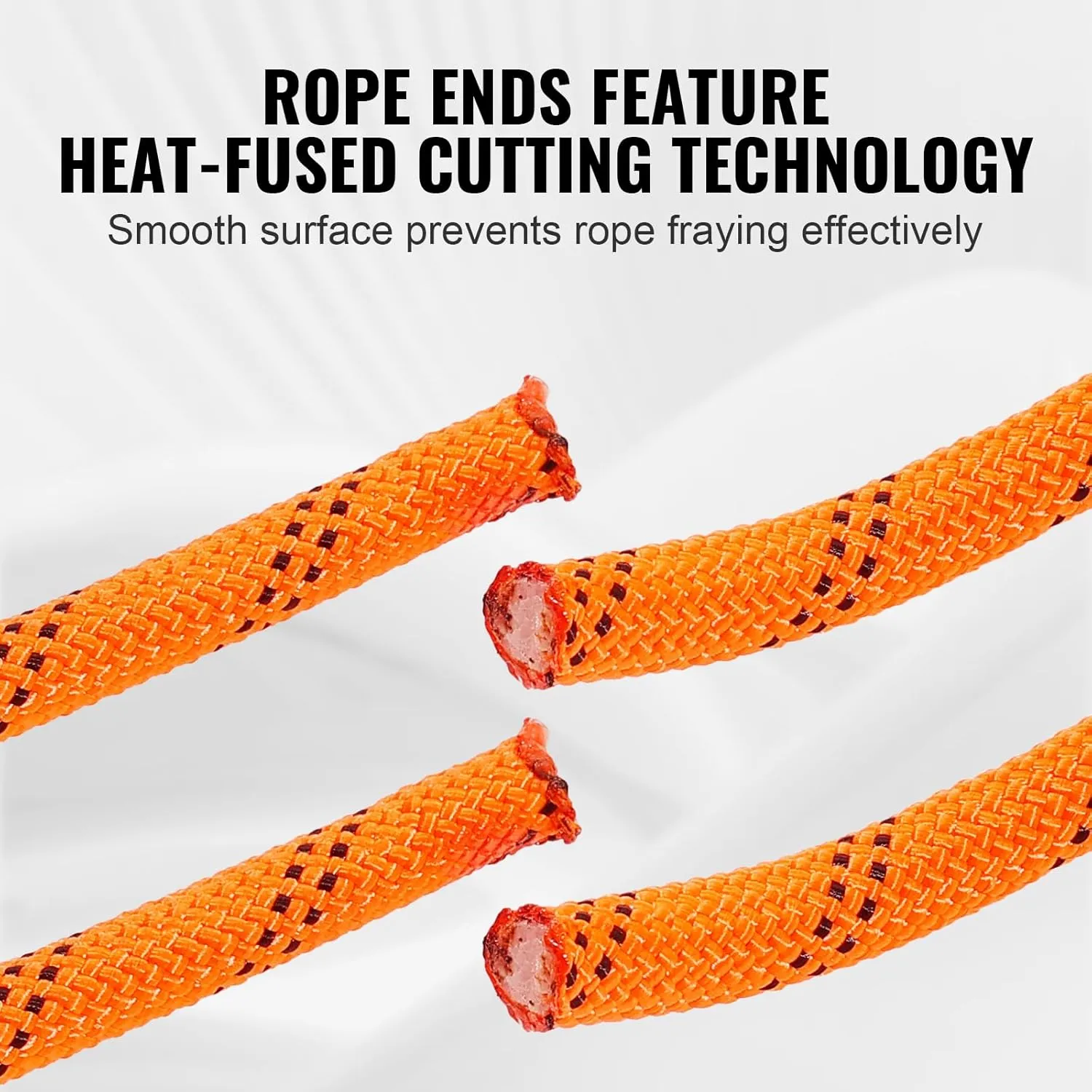 VEVOR Double Braided Polyester Rope, 1/2 in x 120 ft, 48 Strands, 8000 LBS Breaking Strength Outdoor Rope, Arborist Rigging Rope for Rock Hiking Camping Swing Rappelling Rescue, Orange/Black