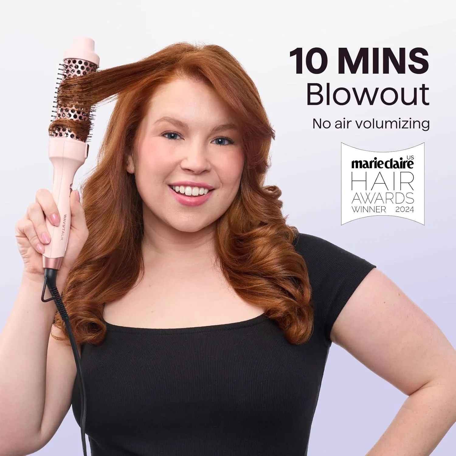 Wavytalk Updated Version Thermal Brush, 1.5 Inch Negative Ion Blowout Express Thermal Round Brush Creates Salon-Quality Blowouts, lonic Frizz Reduction Makes Hair Shinier & Smoother (Millennial Pink)