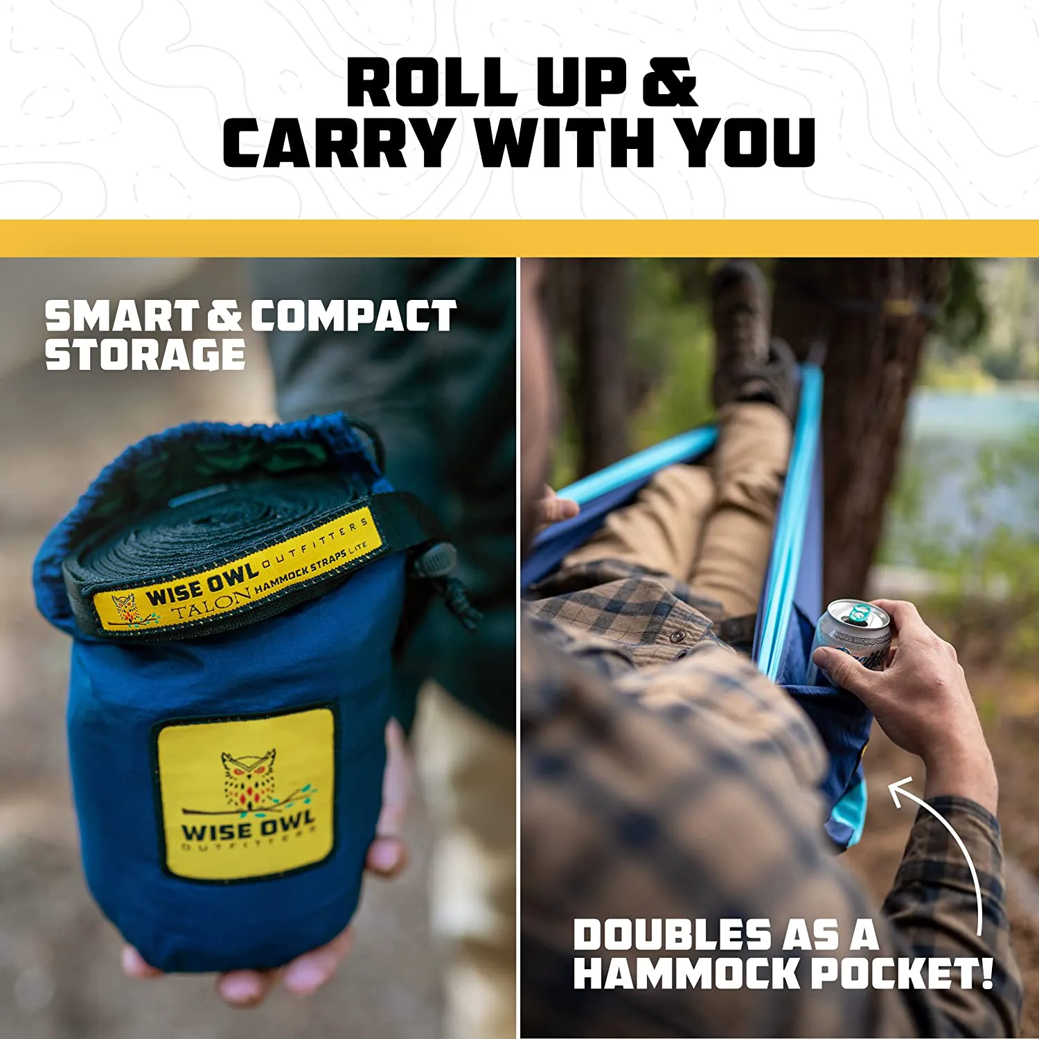 Wise Owl Outfitters Camping Hammocks - Portable Hammock Single or Double Hammock for Outdoor, Indoor W/ Tree Straps - Backpacking, Travel, and Camping Gear