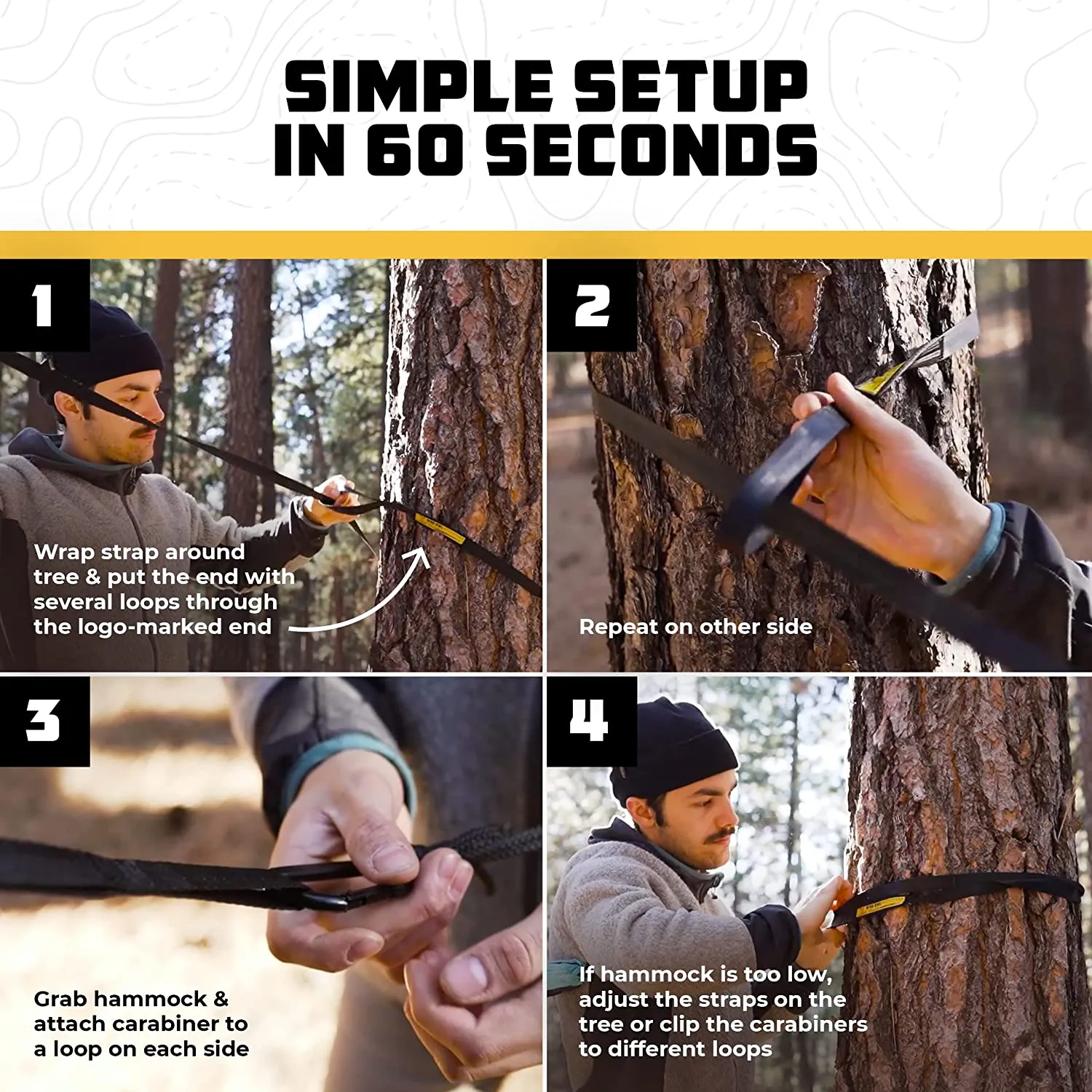 Wise Owl Outfitters Camping Hammocks - Portable Hammock Single or Double Hammock for Outdoor, Indoor W/ Tree Straps - Backpacking, Travel, and Camping Gear