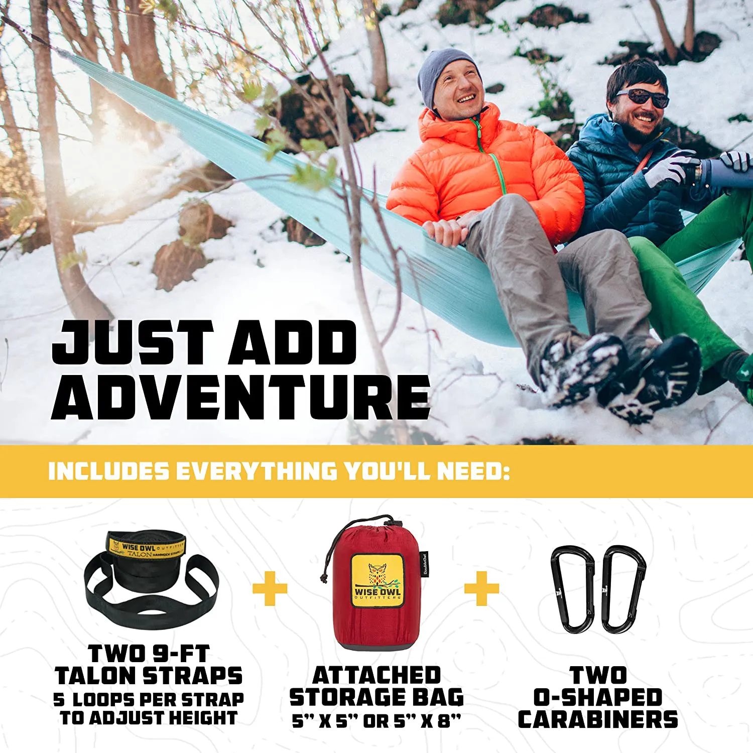 Wise Owl Outfitters Camping Hammocks - Portable Hammock Single or Double Hammock for Outdoor, Indoor W/ Tree Straps - Backpacking, Travel, and Camping Gear