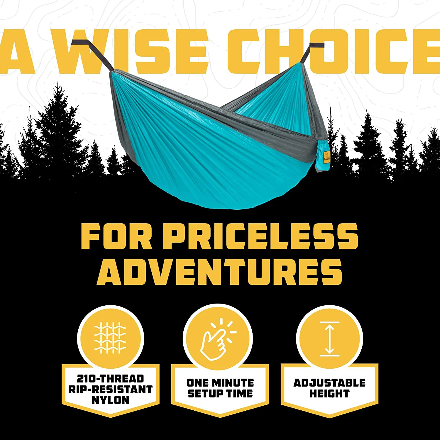 Wise Owl Outfitters Camping Hammocks - Portable Hammock Single or Double Hammock for Outdoor, Indoor W/ Tree Straps - Backpacking, Travel, and Camping Gear