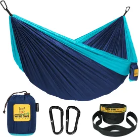 Wise Owl Outfitters Camping Hammocks - Portable Hammock Single or Double Hammock for Outdoor, Indoor W/ Tree Straps - Backpacking, Travel, and Camping Gear
