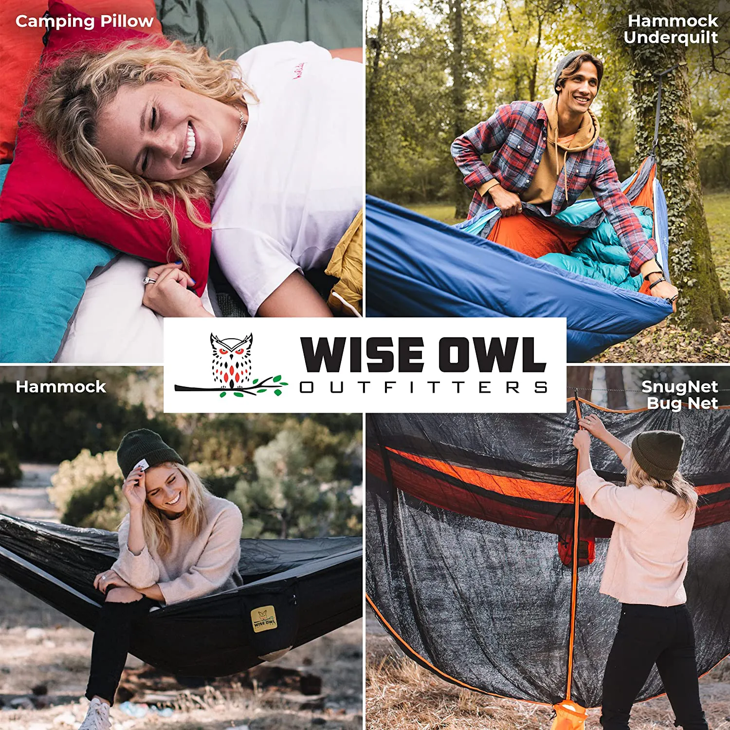 Wise Owl Outfitters Camping Hammocks - Portable Hammock Single or Double Hammock for Outdoor, Indoor W/ Tree Straps - Backpacking, Travel, and Camping Gear